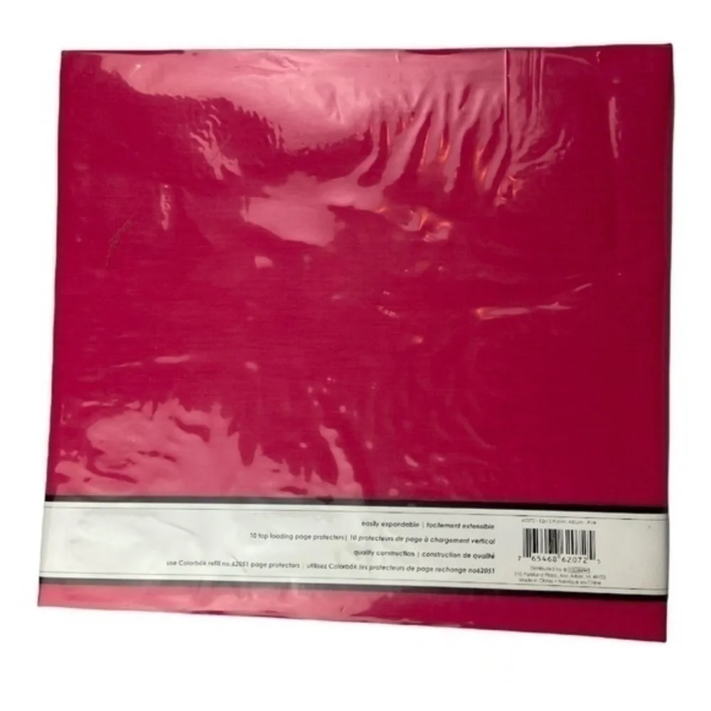 Colorbok Scrapbook 12in x 12in Dark Pink Fabric‎ 10 Top Loading Page Protectors